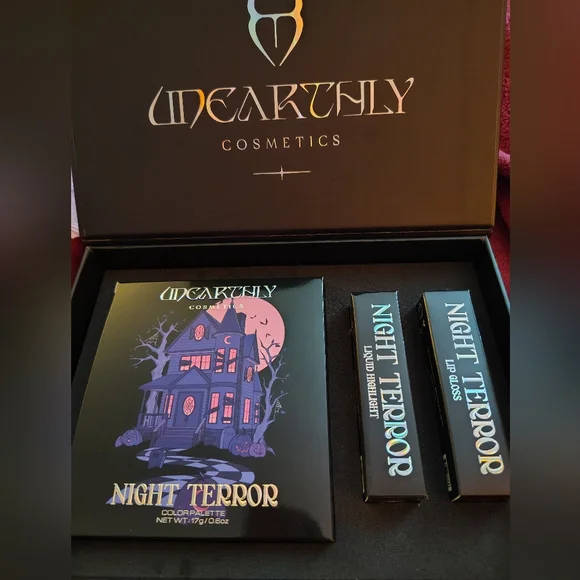 Night Terror Bundle Collection-9 Pan Shadow Palette, Liquid Highlight, Lipgloss - Picture 3 of 5